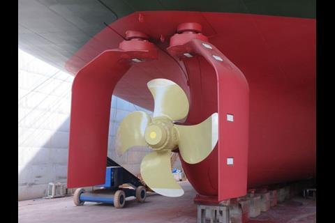 Evaluations of the innovative gate rudder assembly have shown improvements in both efficiency and manoeuvrability. (Copyright: Yamanaka Shipbuilding)